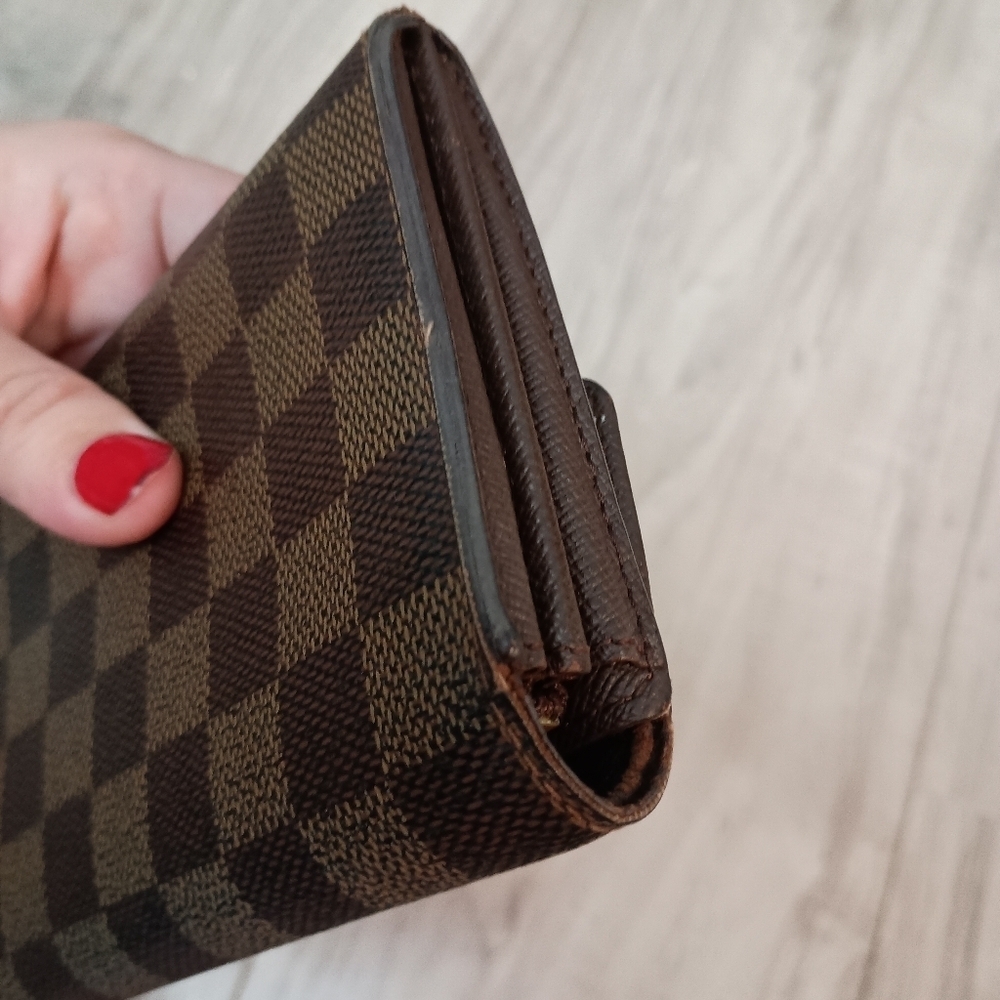 Authentic Louis Vuitton Damier Ebene Coated Canvas Leather Sarah Long Wallet - Picture 5 of 16